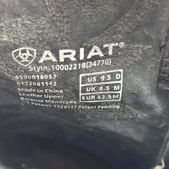 Ariat Boots Mens 9.5D Black Deertan Leather Heritage R Toe Western 10002218 - Picture 9 of 10